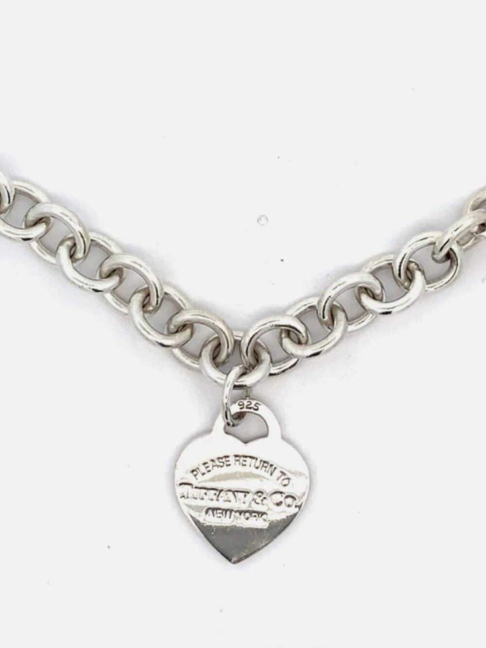 Tiffany & Co Sterling Silver Heart Tag Necklace - 15.5"